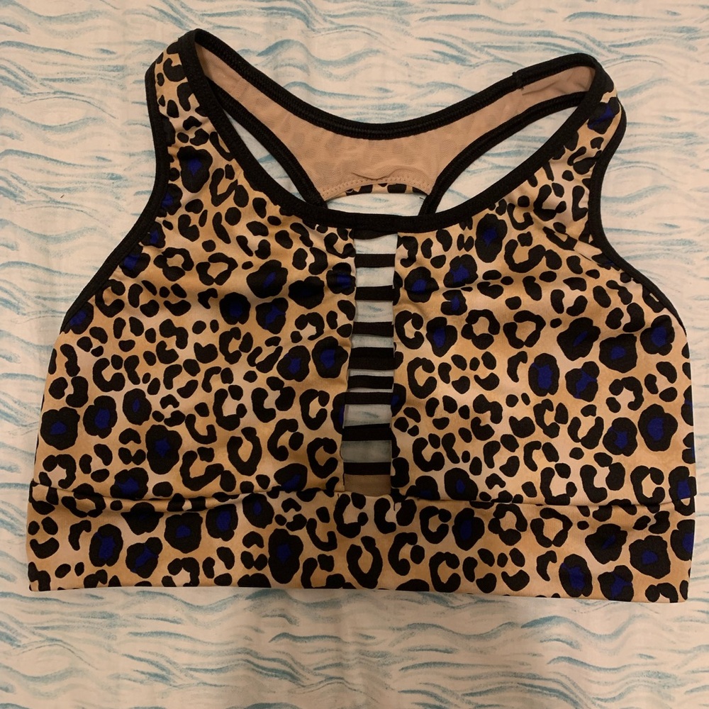 Victoria's Secret Blue and Tan Leopard Print Sports Bra